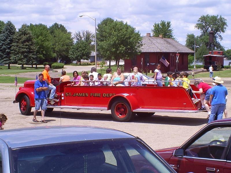 visitors from Downtown.JPG - Visitors from downtown, courtesey of the St James Fire Department